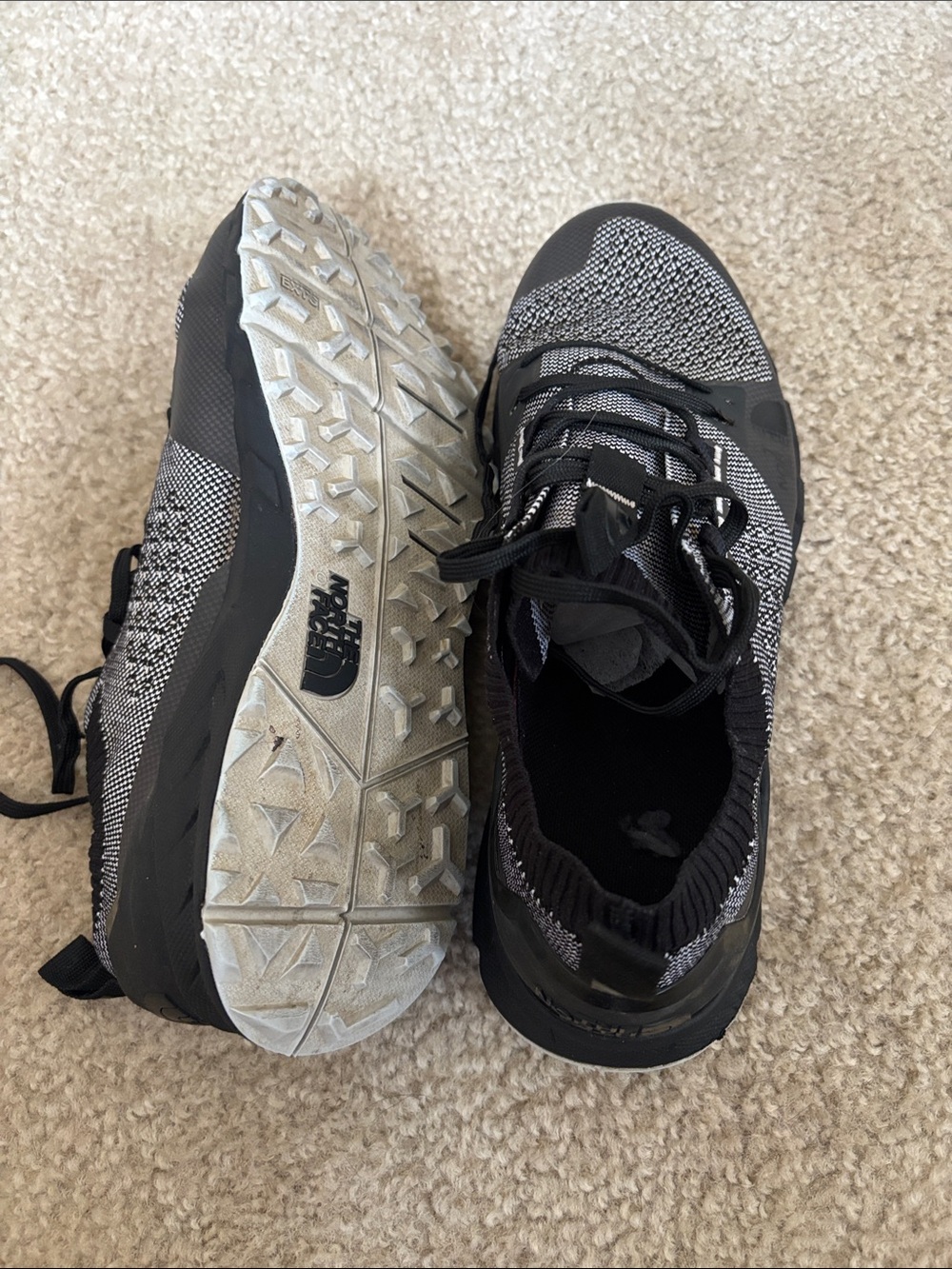 The North Face Men’s Black & White Knit Trail Sneakers
